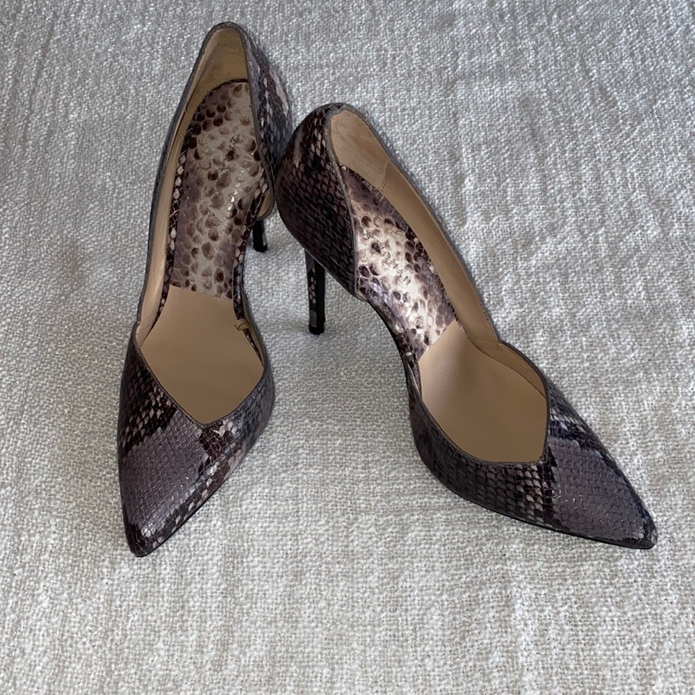 ZARA D'ORSAY LEATHER SNAKE PRINT PUMPS 39